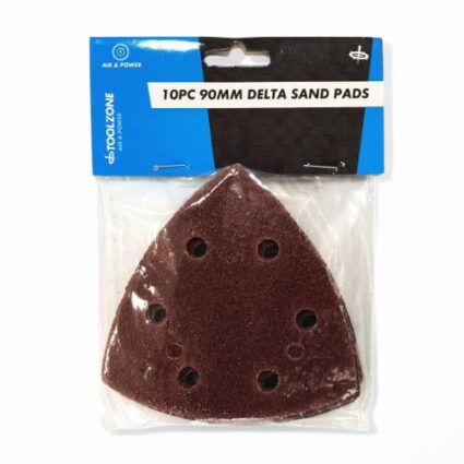 10PC 90MM HOOK AND LOOP DELTA SAND PADS